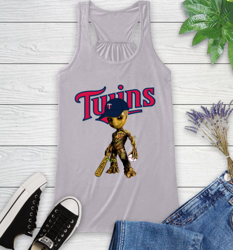 MLB Minnesota Twins Groot Guardians Of The Galaxy Baseball Racerback Tank 5