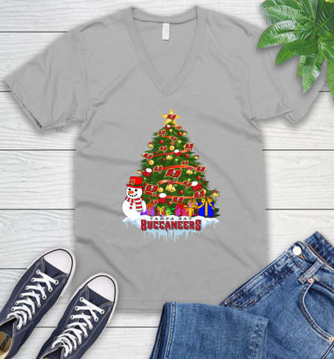 Tampa Bay Buccaneers Merry Christmas NFL Football Sports V-Neck T-Shirt 4