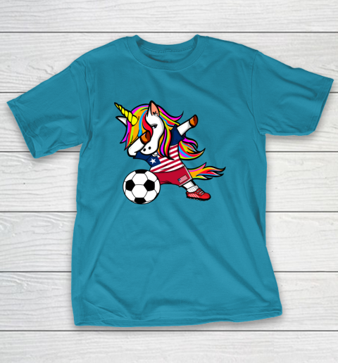 Dabbing Unicorn Liberia Football Liberian Flag Soccer T-Shirt 20