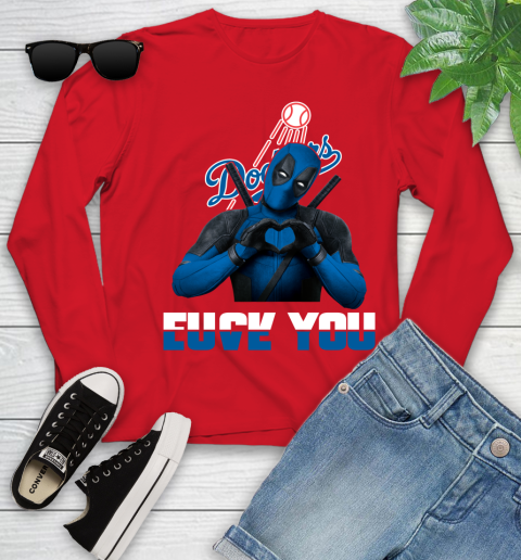 MLB Los Angeles Dodgers Deadpool Love You Fuck You Baseball Sports Youth Long Sleeve 11