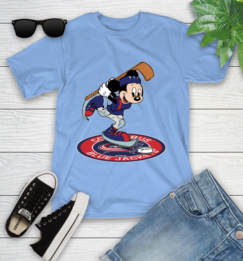 NHL Hockey Columbus Blue Jackets Cheerful Mickey Disney Shirt Youth T-Shirt 11