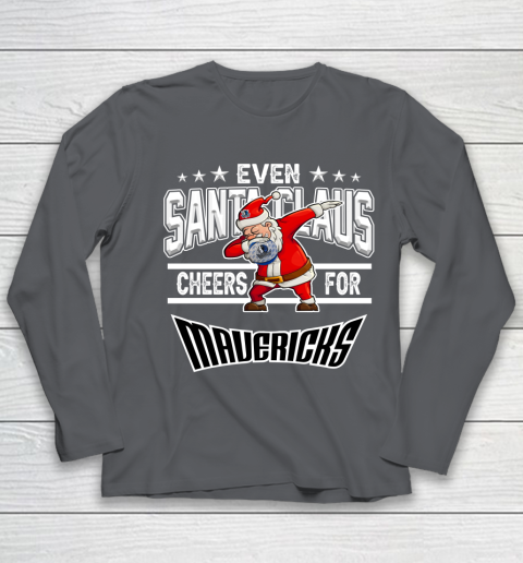 Dallas Mavericks Even Santa Claus Cheers For Christmas NBA Youth Long Sleeve 6
