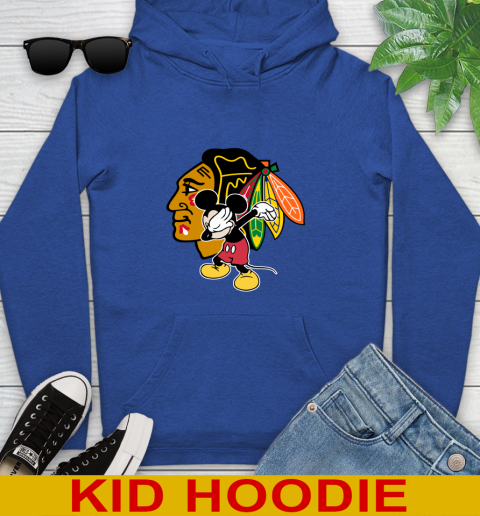 Chicago Blackhawks NHL Hockey Dabbing Mickey Disney Sports Youth Hoodie 10