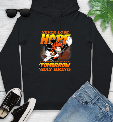 Cincinnati Bengals NFL Football Mickey Disney Never Lose Hope Youth Hoodie