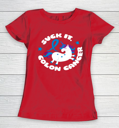 Colon Cancer Shirt Suck It Colon Cancer Funny Unicorn Gift Women s T Shirt Tee For Sports