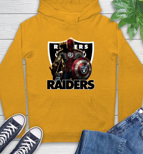 NFL Captain America Thor Spider Man Hawkeye Avengers Endgame Football Oakland Raiders Hoodie 3
