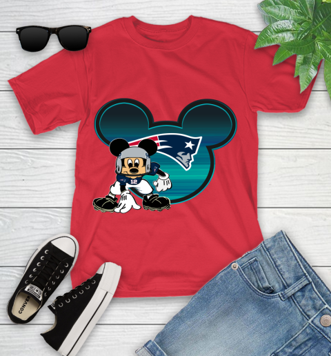 NFL New England Patriots Mickey Mouse Disney Football T Shirt Youth T-Shirt 10