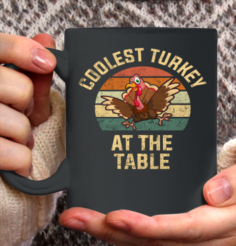 Funny Thanksgiving Retro Coolest Turkey At The Table Ceramic Mug 11oz