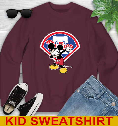 Philadelphia Phillies MLB Baseball Dabbing Mickey Disney Sports Youth Sweatshirt 5