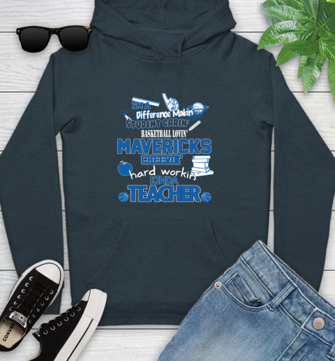 Dallas Mavericks NBA I'm A Difference Making Student Caring Basketball Loving Kinda Teacher Youth Hoodie 10