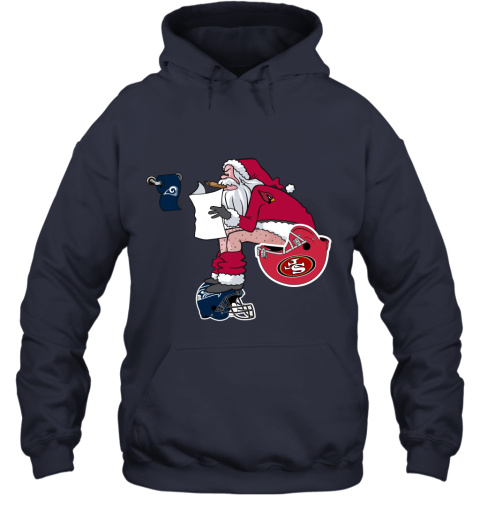 qwzk santa claus arizona cardinals shit on other teams christmas hoodie 23 front navy