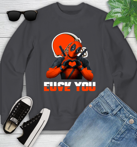 NHL Cleveland Browns Deadpool Love You Fuck You Football Sports Youth Sweatshirt 5