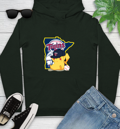 MLB Pikachu Baseball Sports Minnesota Twins Youth Hoodie 13