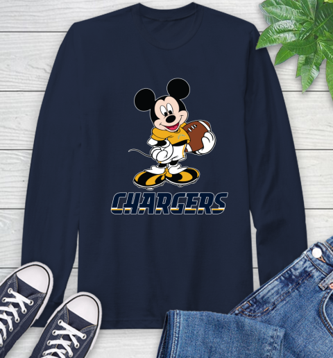 NFL Football Los Angeles Chargers Cheerful Mickey Mouse Shirt Long Sleeve T-Shirt 4