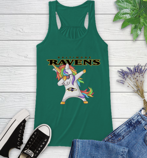 Baltimore Ravens NFL Football Funny Unicorn Dabbing Sports Racerback Tank 7