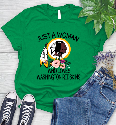 NFL Just A Woman Who Loves Washington Redskins Football Sports Women's T-Shirt 4
