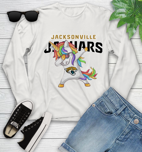 Jacksonville Jaguars NFL Football Funny Unicorn Dabbing Sports Youth Long Sleeve 12
