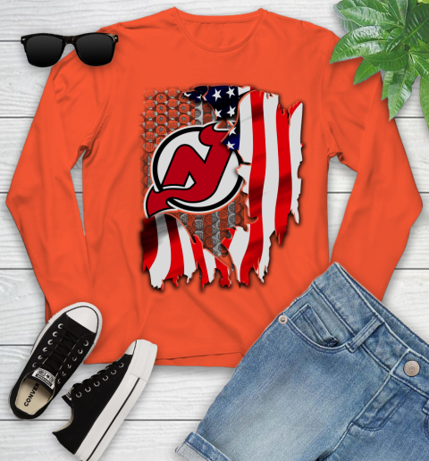 New Jersey Devils NHL Hockey American Flag Youth Long Sleeve 3