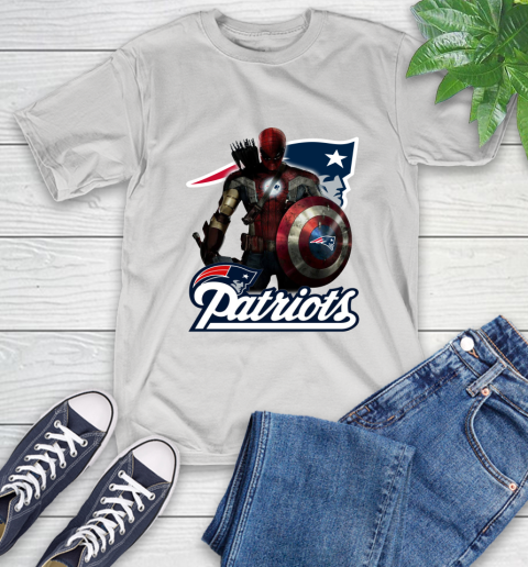 NFL Captain America Thor Spider Man Hawkeye Avengers Endgame Football New England Patriots T-Shirt