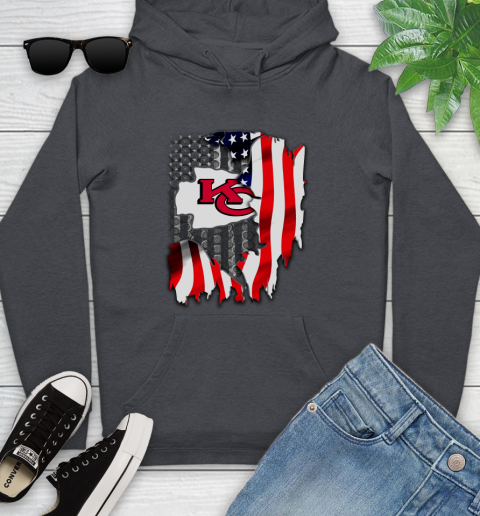 Kansas City Chiefs NFL Football American Flag Youth Hoodie 10