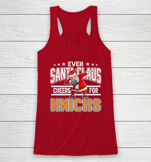 New York Knicks Even Santa Claus Cheers For Christmas NBA Racerback Tank 4