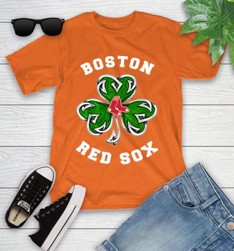 MLB Boston Red Sox Three Leaf Clover St Patrick's Day Baseball Sports Youth T-Shirt 9