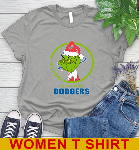 Los Angeles Dodgers MLB Christmas Grinch I Hate People But I Love My Favorite Baseball Team Women's T-Shirt 11