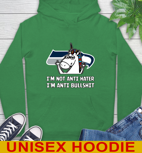 Seattle Seahawks NFL Football Unicorn I'm Not Anti Hater I'm Anti Bullshit Hoodie 8