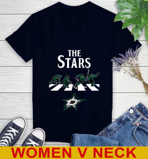 NHL Hockey Dallas Stars The Beatles Rock Band Shirt Women's V-Neck T-Shirt 2