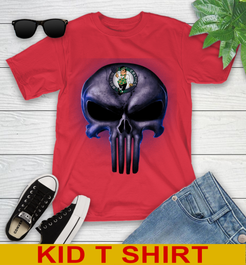 Boston Celtics NBA Basketball Punisher Skull Sports Youth T-Shirt 11
