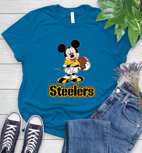 NFL Football Pittsburgh Steelers Cheerful Mickey Mouse Shirt Women's T-Shirt 8