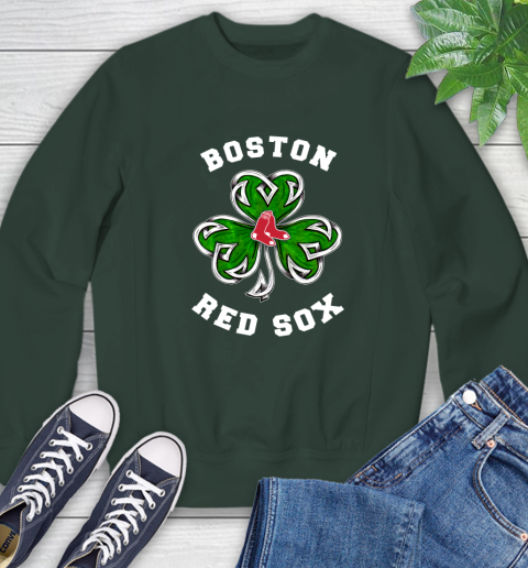 MLB Boston Red Sox Three Leaf Clover St Patrick's Day Baseball Sports Sweatshirt 12
