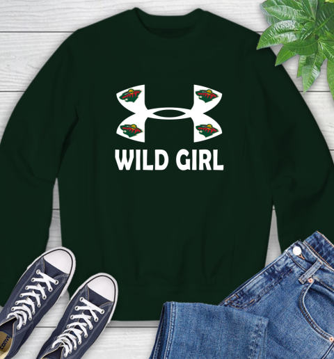 NHL Minnesota Wild Girl Under Armour Hockey Sports Sweatshirt 12