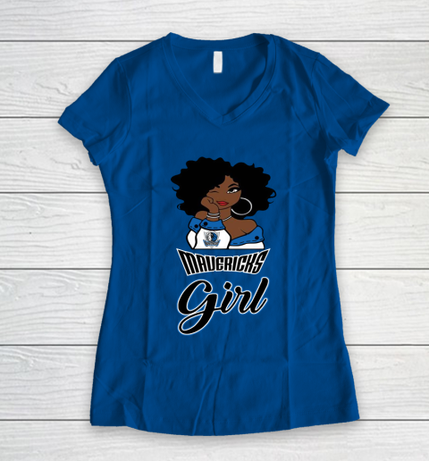 Dallas Mavericks Girl NBA Women's V-Neck T-Shirt 9