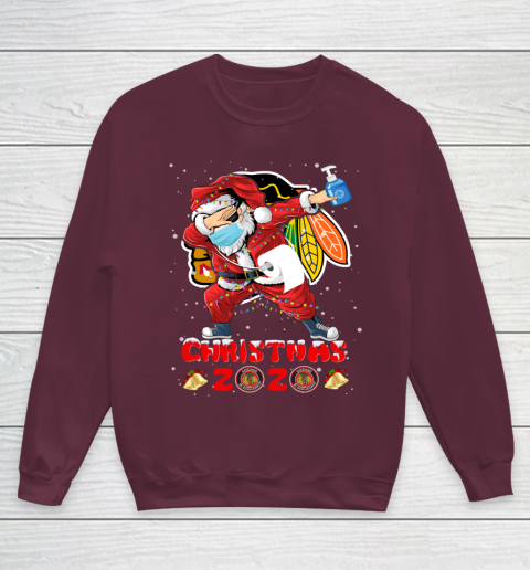 Chicago Blackhawks Funny Santa Claus Dabbing Christmas 2020 NHL Youth Sweatshirt 4