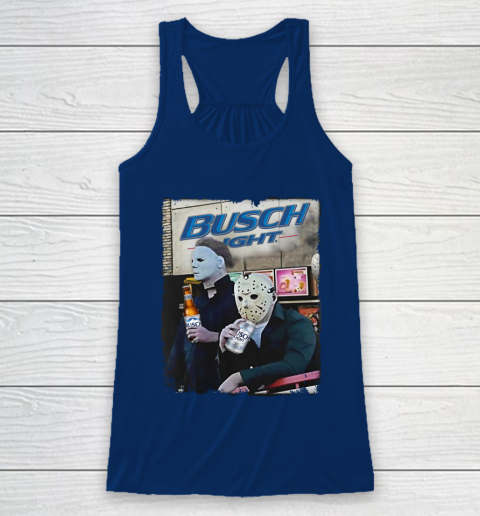 Michael Myers And Jason Voorhees Busch Light Halloween Racerback Tank 6