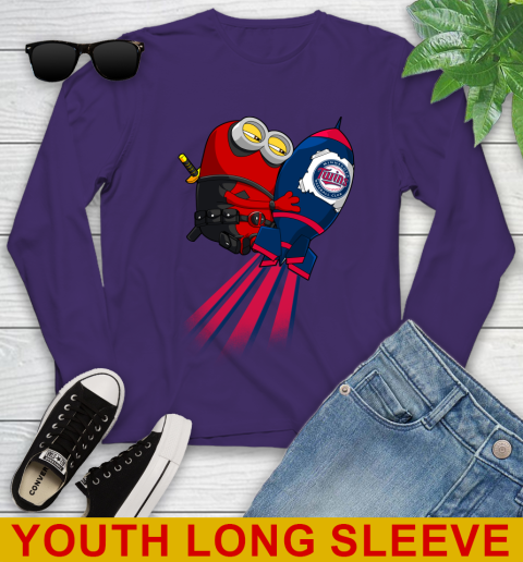 MLB Baseball Minnesota Twins Deadpool Minion Marvel Shirt Youth Long Sleeve 4