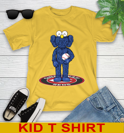 MLB Baseball Cincinnati Reds Kaws Bff Blue Figure Shirt Youth T-Shirt 8