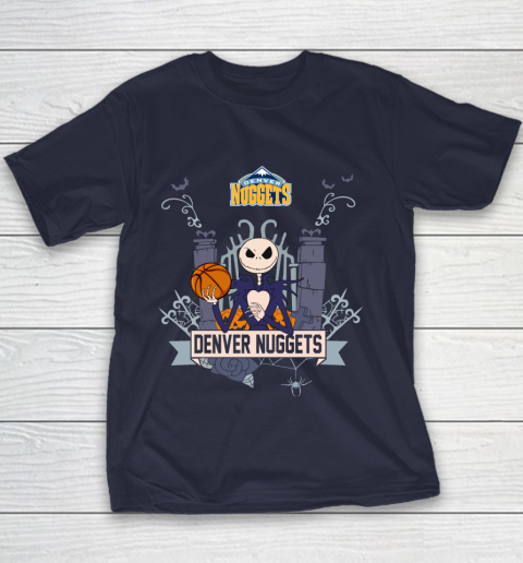 NBA Denver Nuggets Basketball Jack Skellington Halloween Youth T-Shirt 2
