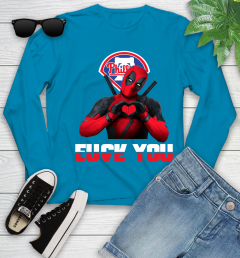 MLB Philadelphia Phillies Deadpool Love You Fuck You Baseball Sports Youth Long Sleeve 8