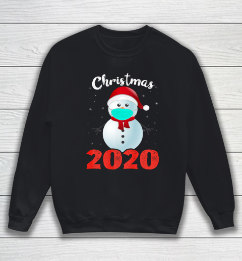 Merry Christmas 2020 Snowman in Mask Pajama snowflakes Xmas Sweatshirt