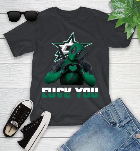 NHL Dallas Stars Deadpool Love You Fuck You Hockey Sports Youth T-Shirt