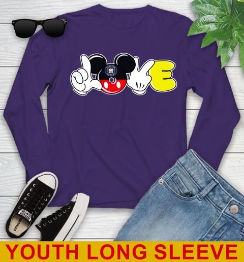 Houston Astros MLB Baseball Love Mickey Disney Sports Youth Long Sleeve 5