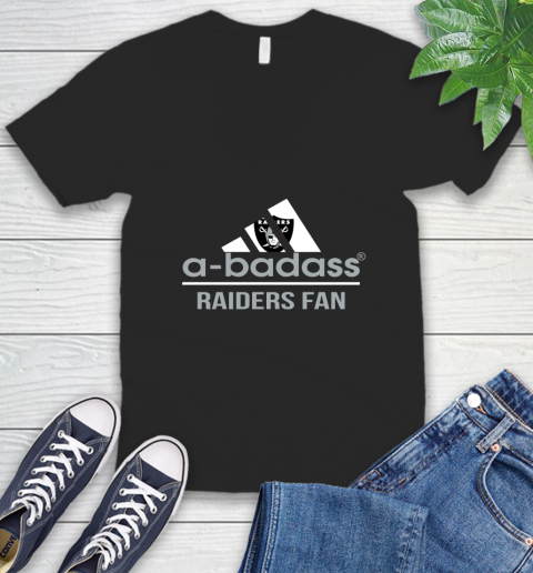 Oakland Raiders NFL Football A Badass Adidas Adoring Fan Sports V-Neck T-Shirt