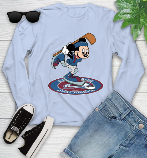 NHL Hockey Colorado Avalanche Cheerful Mickey Disney Shirt Youth Long Sleeve 9