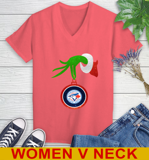 Toronto Blue Jays Grinch Merry Christmas MLB Baseball Women's V-Neck T-Shirt 7