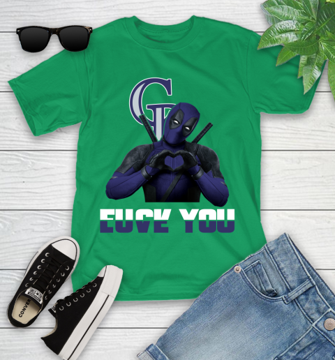 MLB Colorado Rockies Deadpool Love You Fuck You Baseball Sports Youth T-Shirt 8