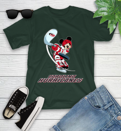NHL Hockey Carolina Hurricanes Cheerful Mickey Mouse Shirt Youth T-Shirt 5