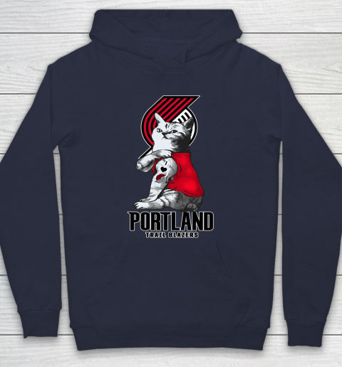 NBA Basketball My Cat Loves Portland Trail Blazers Hoodie - Image 3