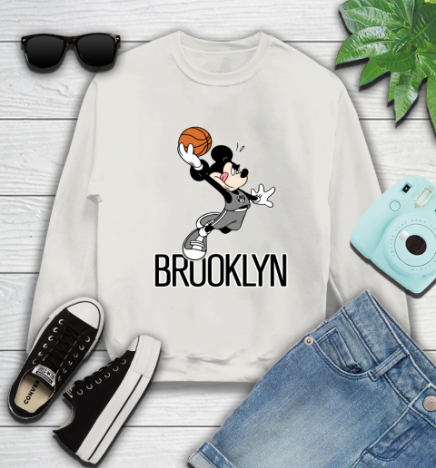 NBA Basketball Brooklyn Nets Cheerful Mickey Mouse Shirt Sweatshirt 12